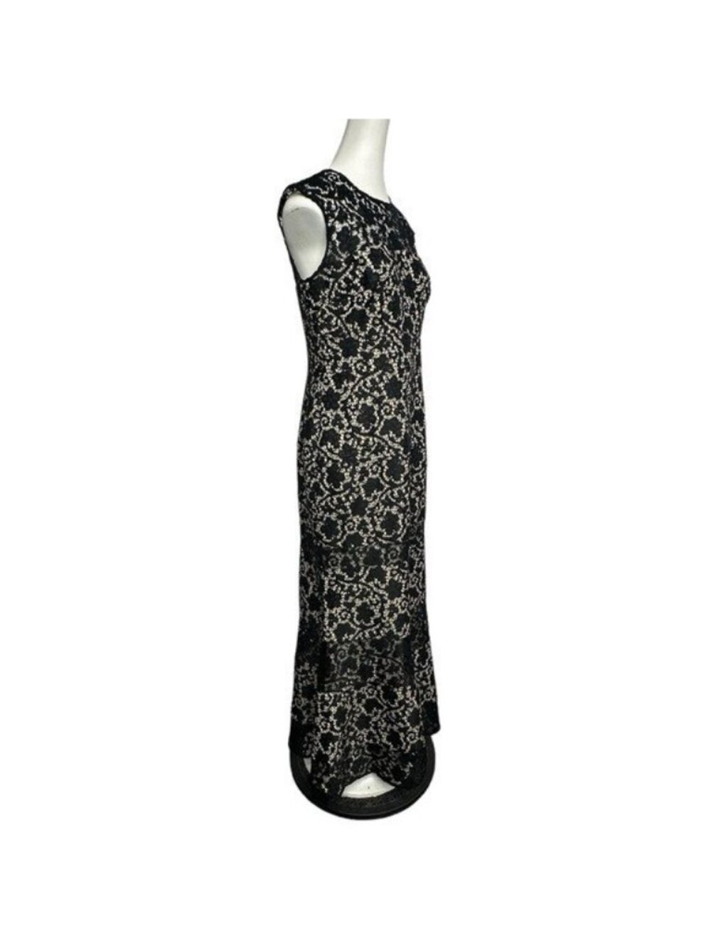 Kay Unger 8 Gown Black Lace Overlay Dress Evening Formal Full Length Cap Sleeve - Picture 2 of 15